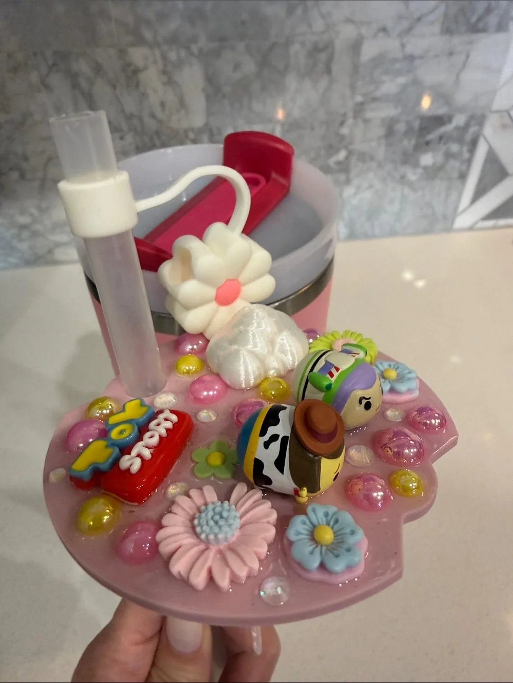 Stanley Pink Travel Tumbler Toy Story Decorative Top, Charm 40 oz